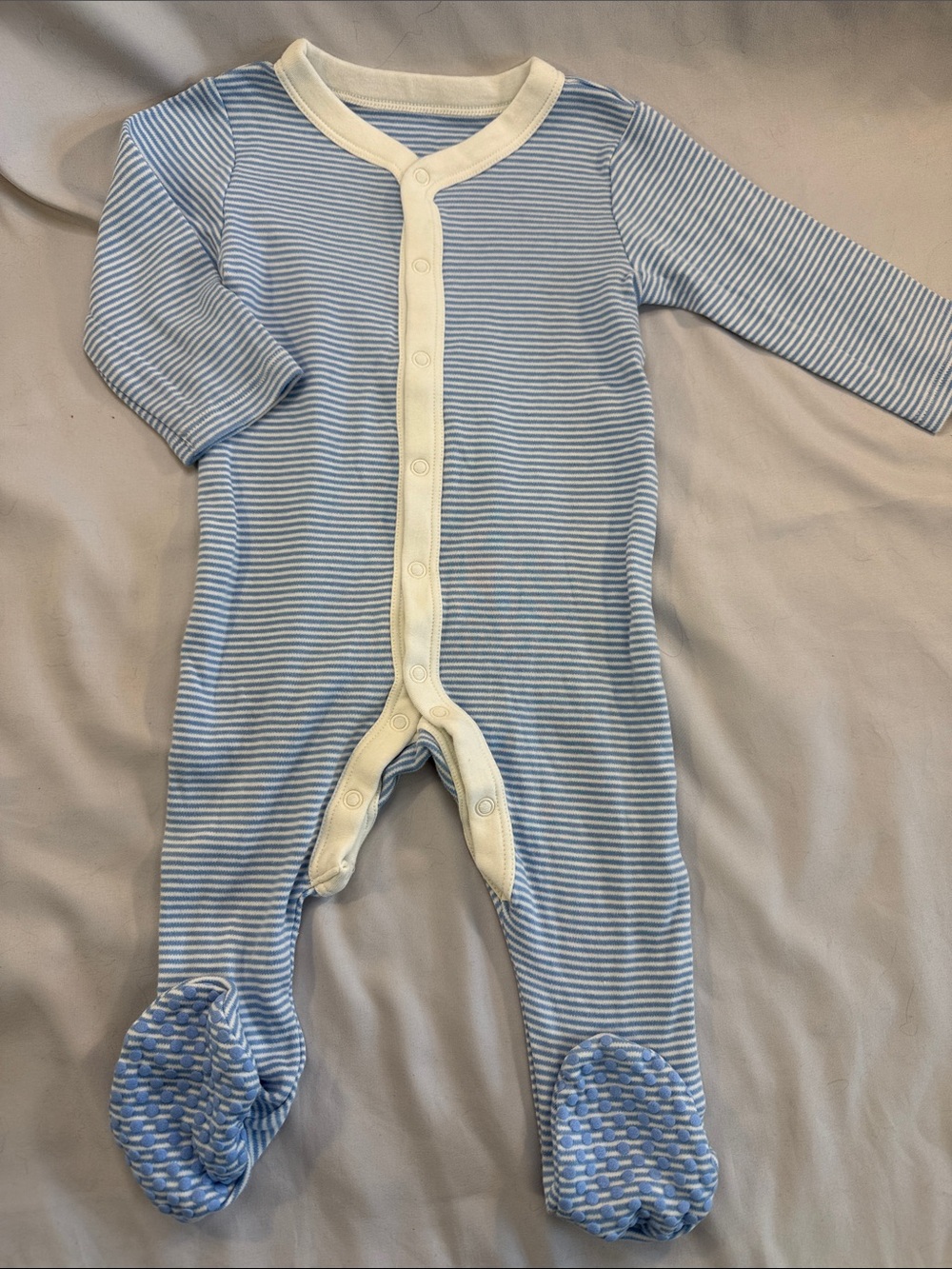Marks & Spencer Blue & White Striped Footed One-Piece